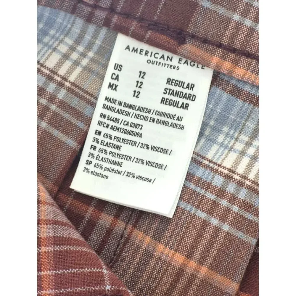 American Eagle Womens Skirt Sz 12 Plaid Schoolgirl Y2K Pleated Brown Mini NWT
